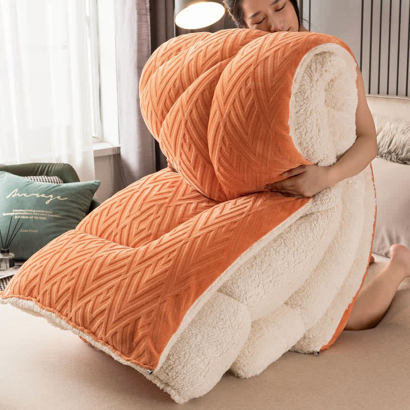 Cozy Sherpa Winter Blanket with Integrated Quilted Core