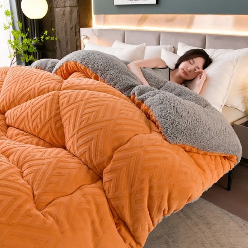 Cozy Sherpa Winter Blanket with Integrated Quilted Core