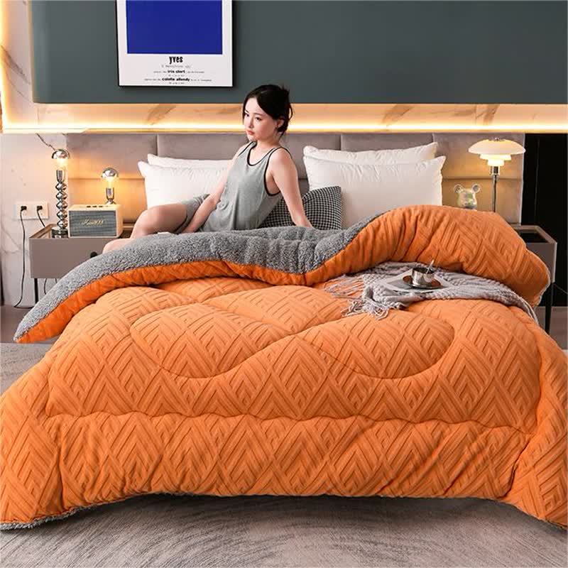 Cozy Sherpa Winter Blanket with Integrated Quilted Core