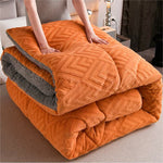 Cozy Sherpa Winter Blanket with Integrated Quilted Core