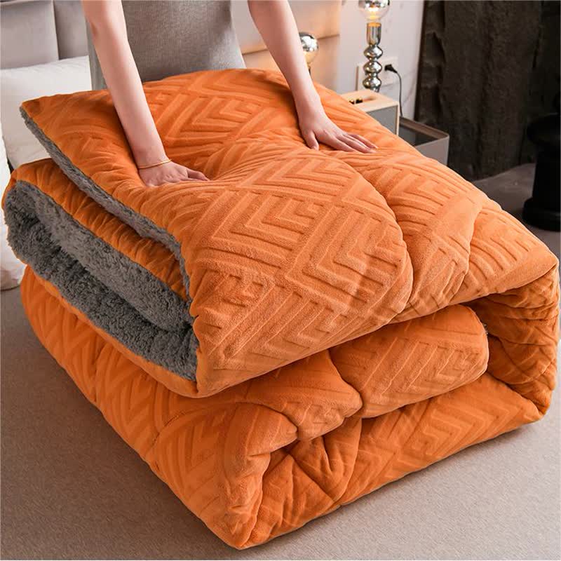Cozy Sherpa Winter Blanket with Integrated Quilted Core