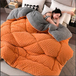 Cozy Sherpa Winter Blanket with Integrated Quilted Core