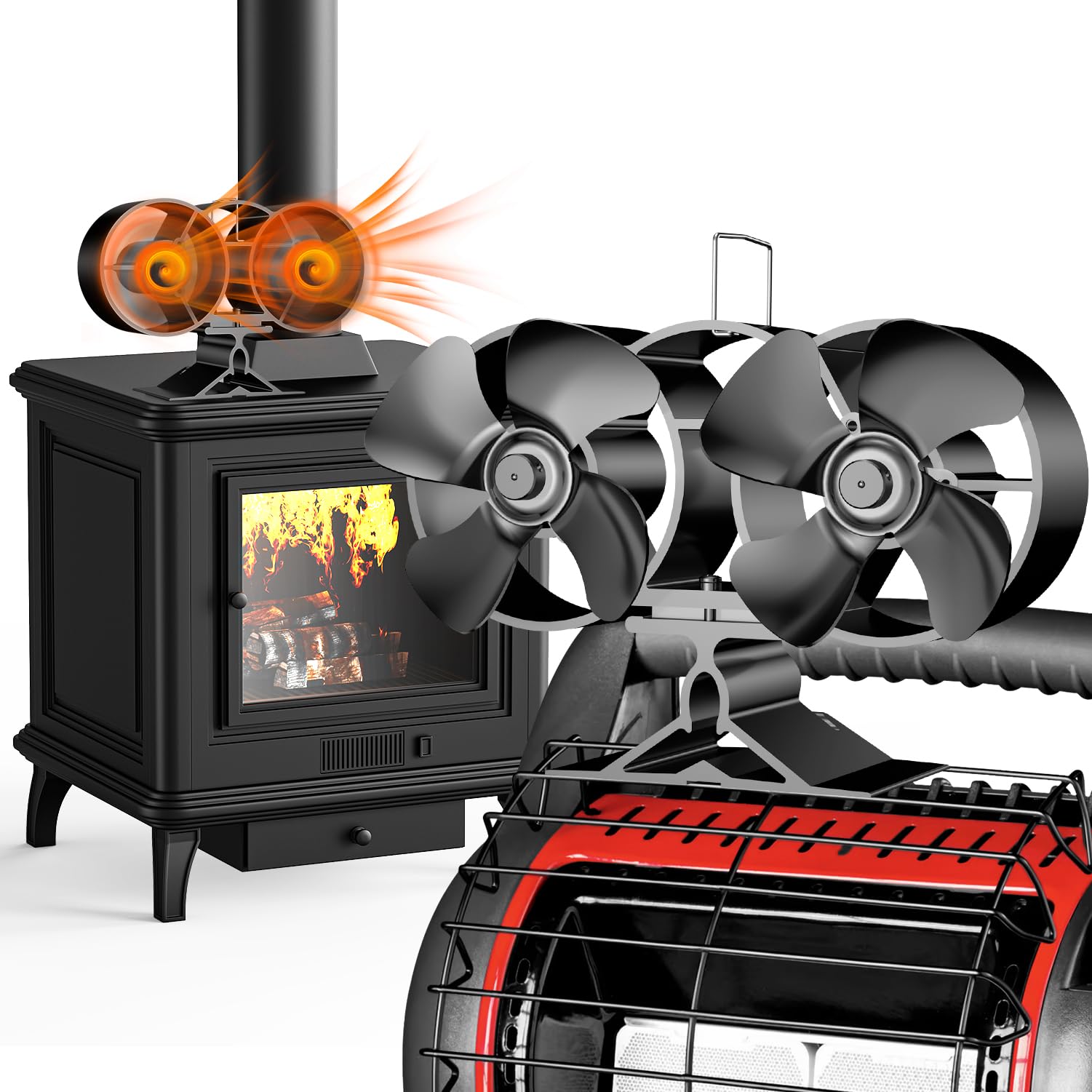 4-Blatt Ventilator für Holzofen und Kamin – Kaminofen-Lüfter