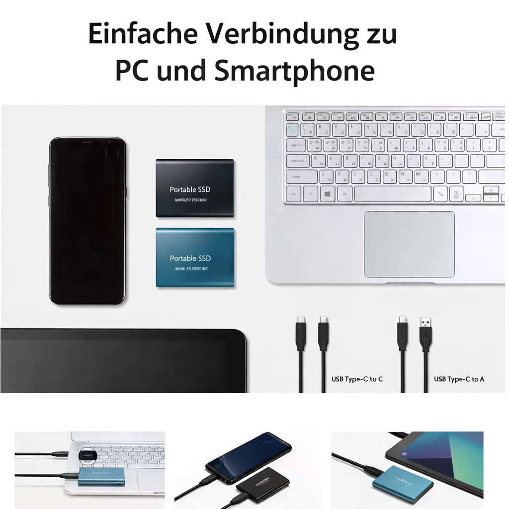 Tragbare SSD mit 128 GB – Schnelle USB 3.1 Verbindung