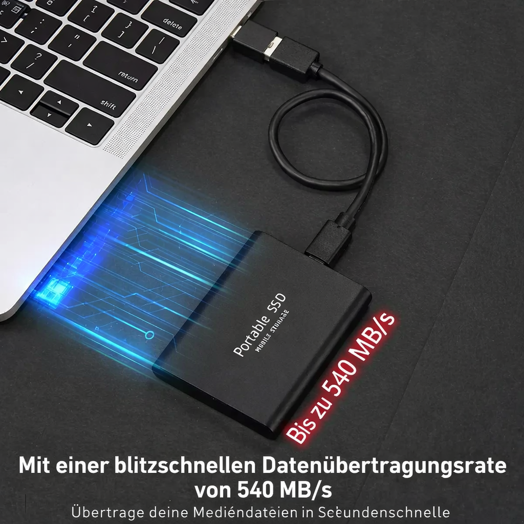 Tragbare SSD mit 128 GB – Schnelle USB 3.1 Verbindung