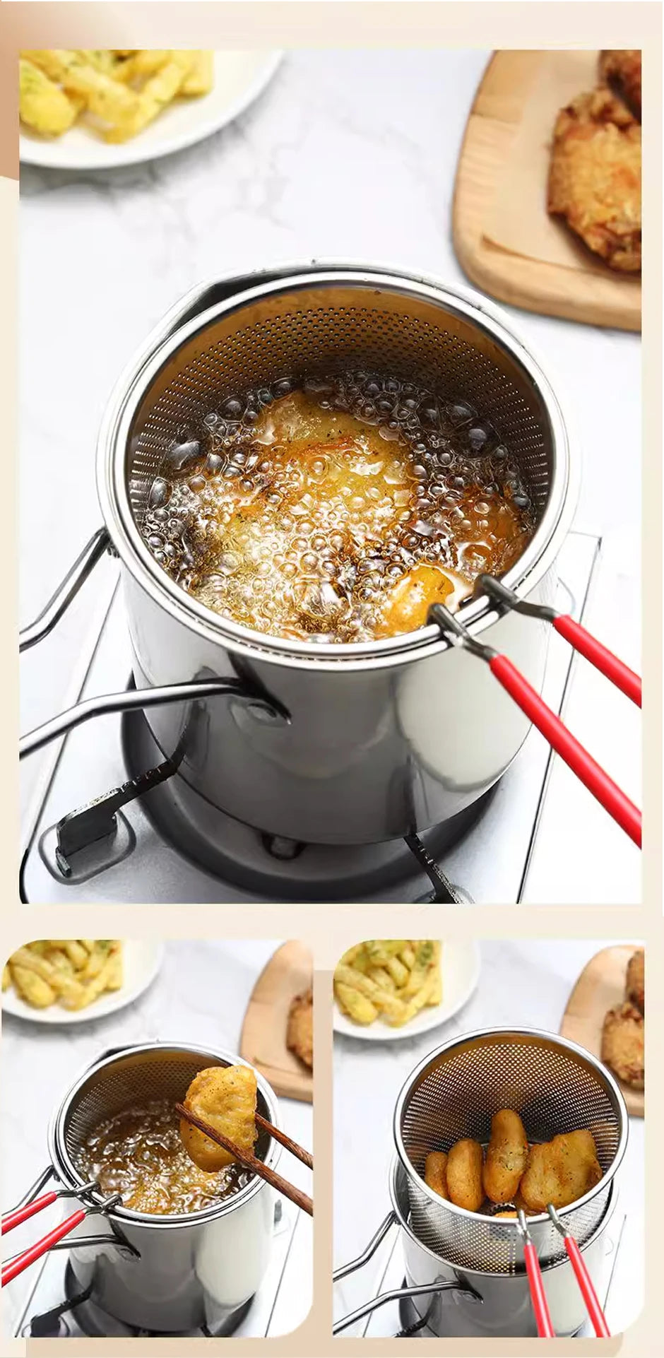 Kompaktes Frittier-Set mit Ölspar-Taste