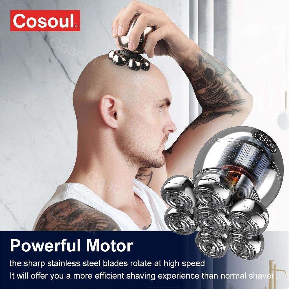 Flexible electric shaver with 7 floating heads for perfect results