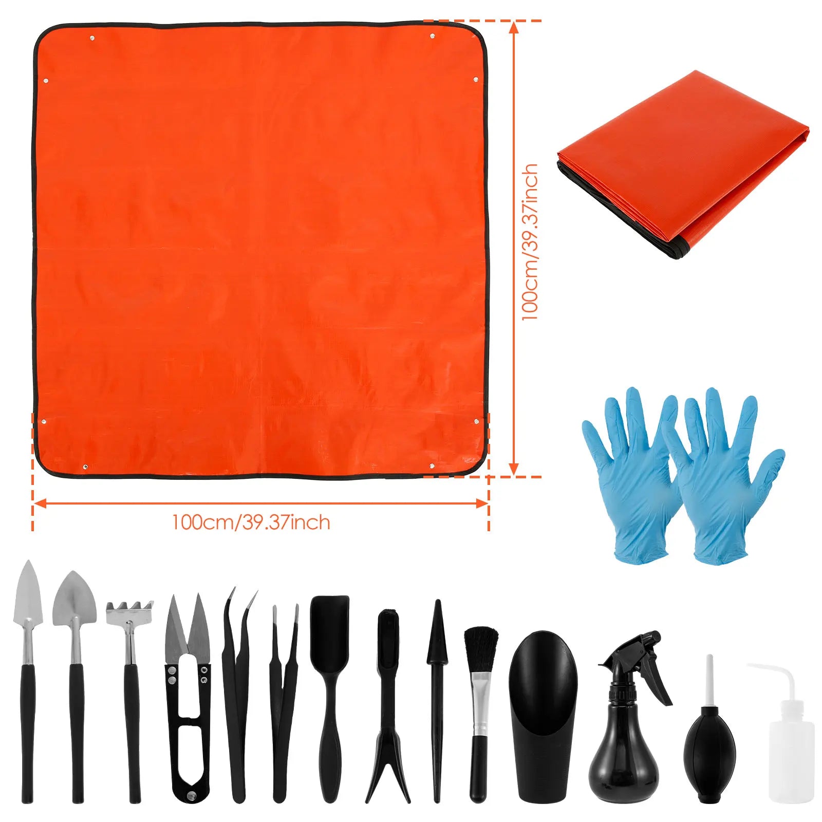 Small Garden Professional Tool Set | 13 or 16 Pieces | Includes Repotting Mat for Succulents & Bonsai