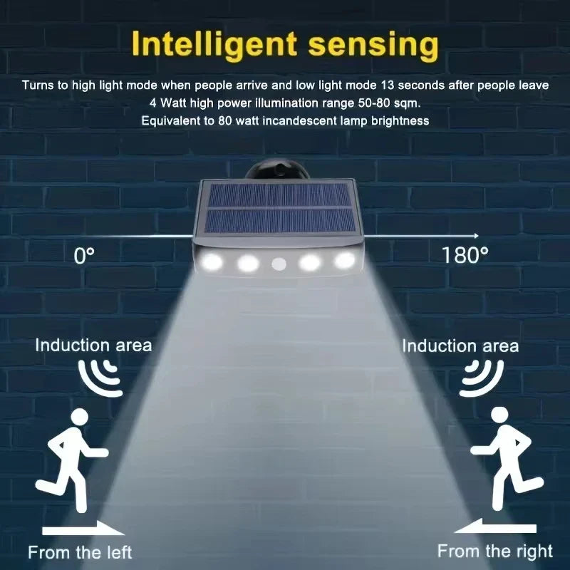 Solare Außenleuchte mit Bewegungsmelder | 4 LEDs | Wetterfest & Kabellos
