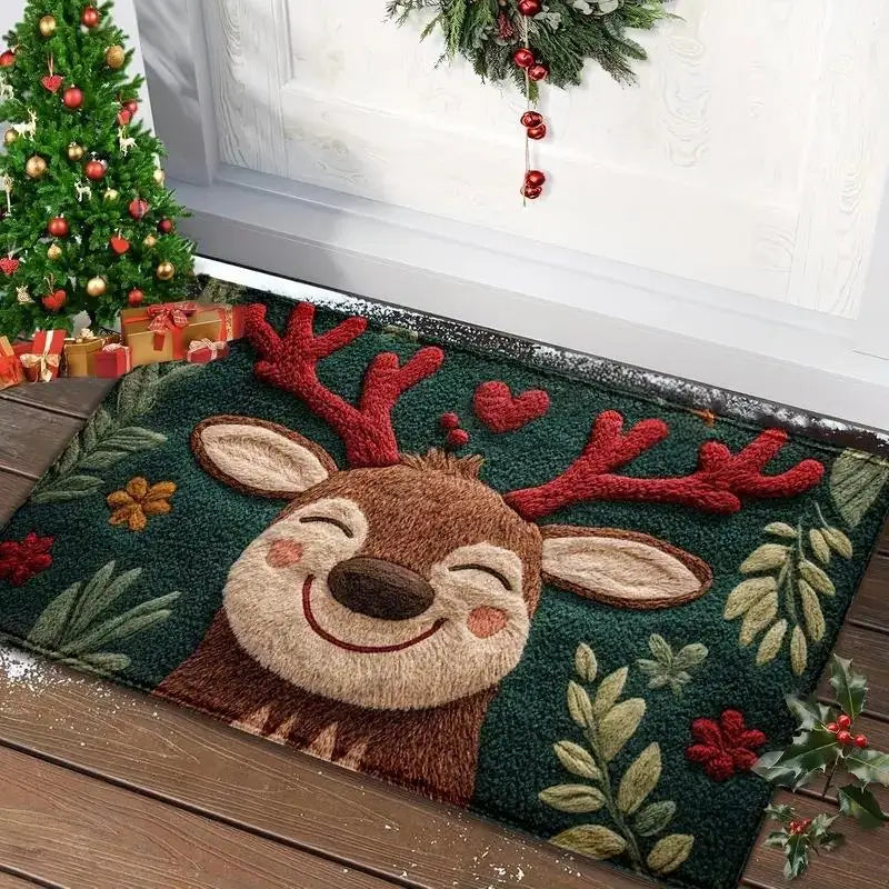 Festive Doormat for Christmas | Gingerbread & Santa Design | Non-Slip & Washable