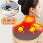 Ergonomischer Nacken- und Schultermassager mit Wärme | USB-Heizkissen mit Vibration | 3 Heizstufen & Zeitsteuerung | Kuschelweicher Stoff