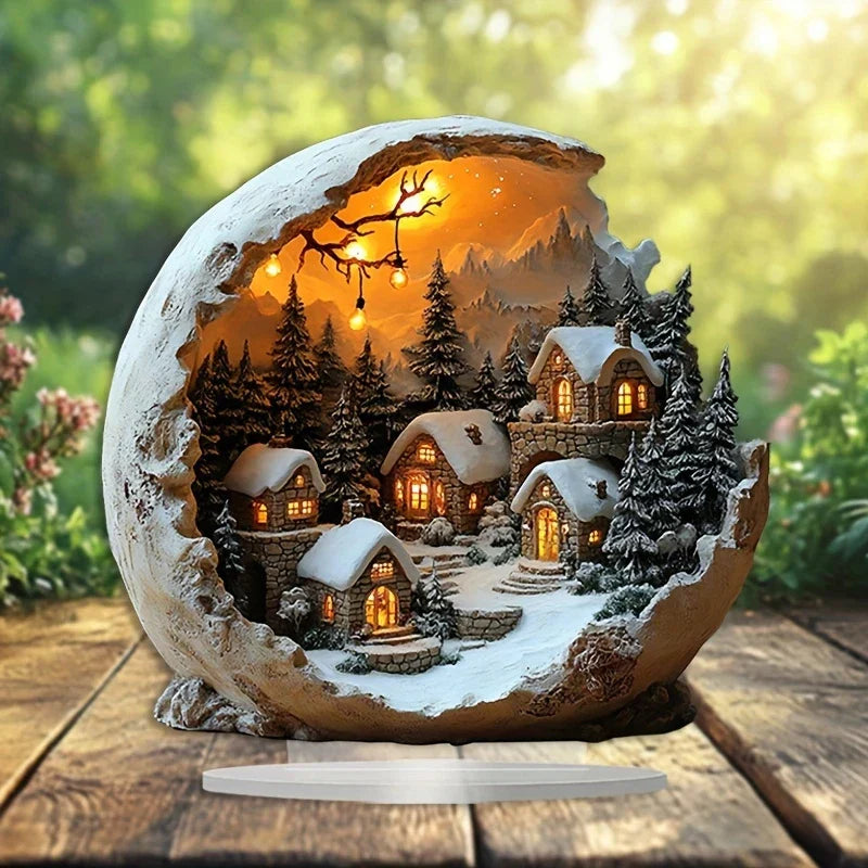 Beautiful Acrylic Christmas Figurines in Boho Style 23x20 cm
