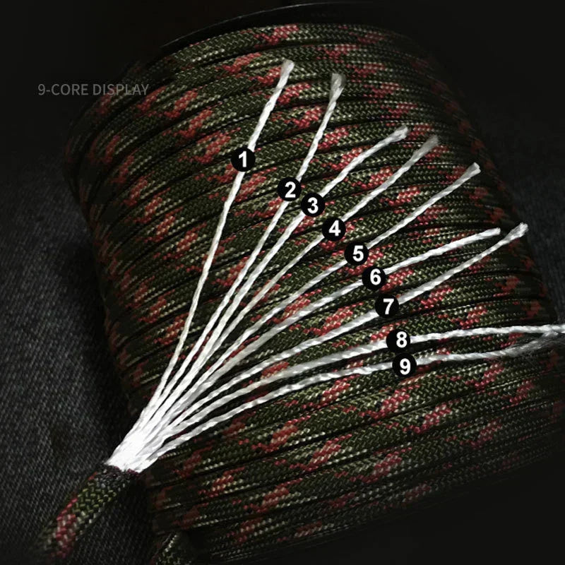 100m Überlebens-Paracord – 9-strängiges Militär 550 Seil für Outdoor & Basteln