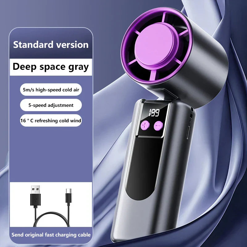 CoolBreeze Handheld Fan with Cooling Function | USB Powered | Digital Display | 3 Speed Modes