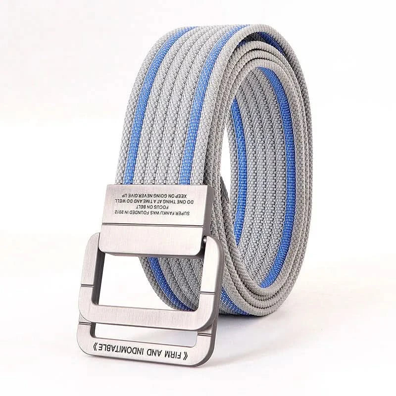 FlexiBelt | Unisex Canvas Gürtel – Doppelt Metallring Schnalle, Verstellbar