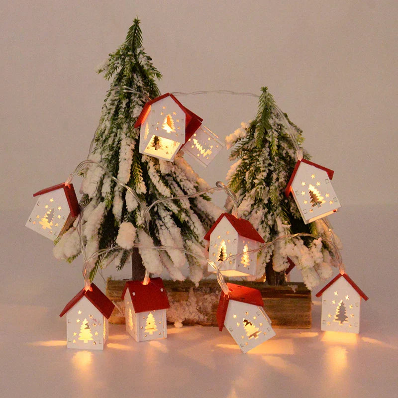 Helle Holz Weihnachtsbaum Dekoration – LED Lichterkette für festliche Beleuchtung