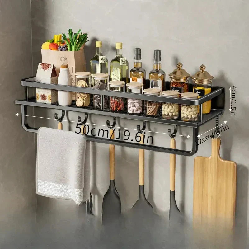 Wandmontiertes Küchenregal – Platzsparendes und stilvolles Aluminiumregal für Küchenutensilien