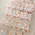 Elegant Table Runner GlamourShine | Metallic Mesh with Star Motif in Gold, Rose Gold, or Silver | Ideal for Festivities & Table Decoration