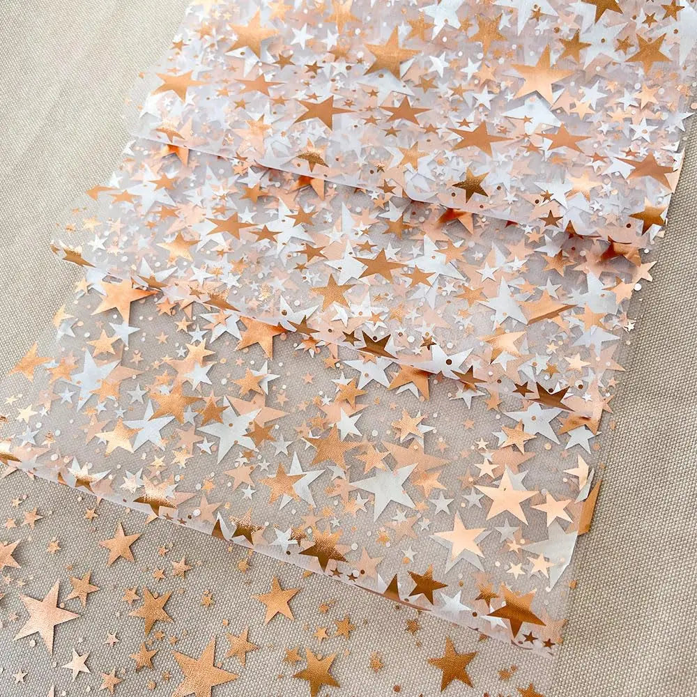 Elegant Table Runner GlamourShine | Metallic Mesh with Star Motif in Gold, Rose Gold, or Silver | Ideal for Festivities & Table Decoration