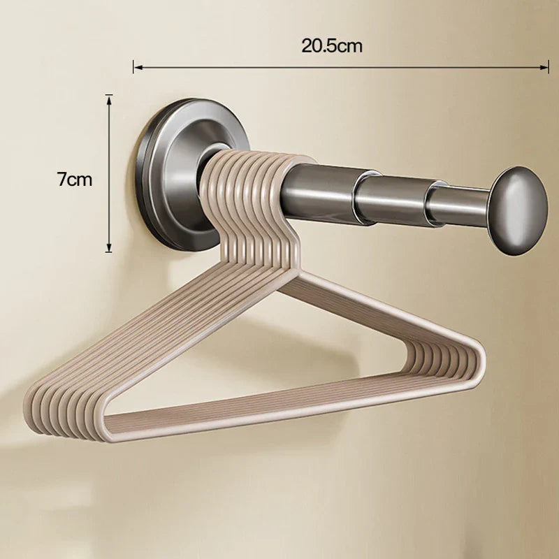 FlexoHalter | Telescopic Clothes Hanger with Suction Cup | No Drilling Required | Ideal for Bathroom, Hallway & Balcony
