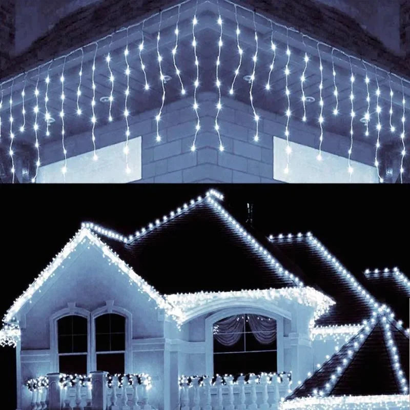 Frosted LED Curtain Lights String | 8 Creative Lighting Modes | Festive Winter Decoration 2025 | EU Plug