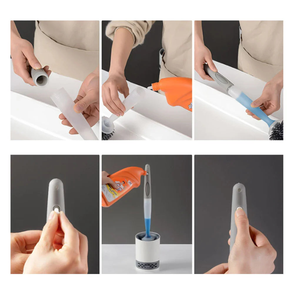Hygienische Toilettenbürste mit integriertem Seifenspender