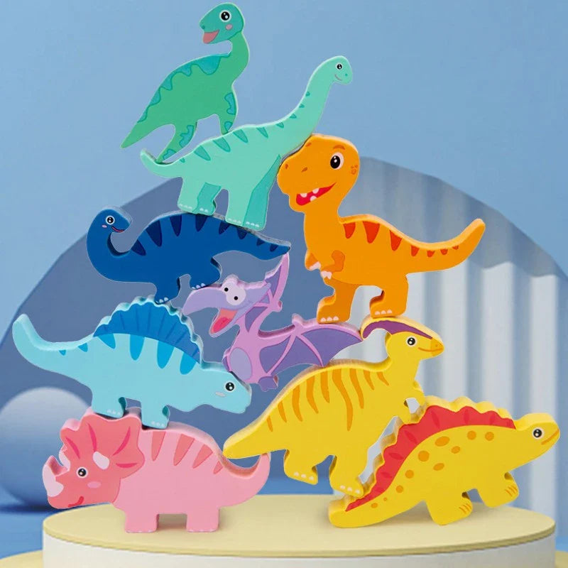 Dinosaurier Stapelspiel im Montessori-Stil