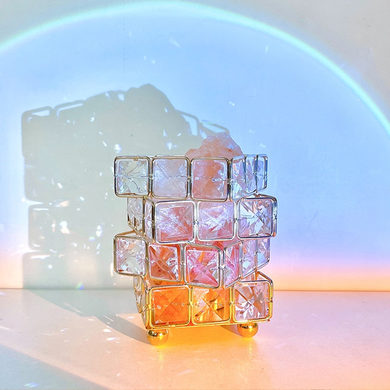 Geometrische Kristall-Ambiente-Lampe mit schimmerndem Licht
