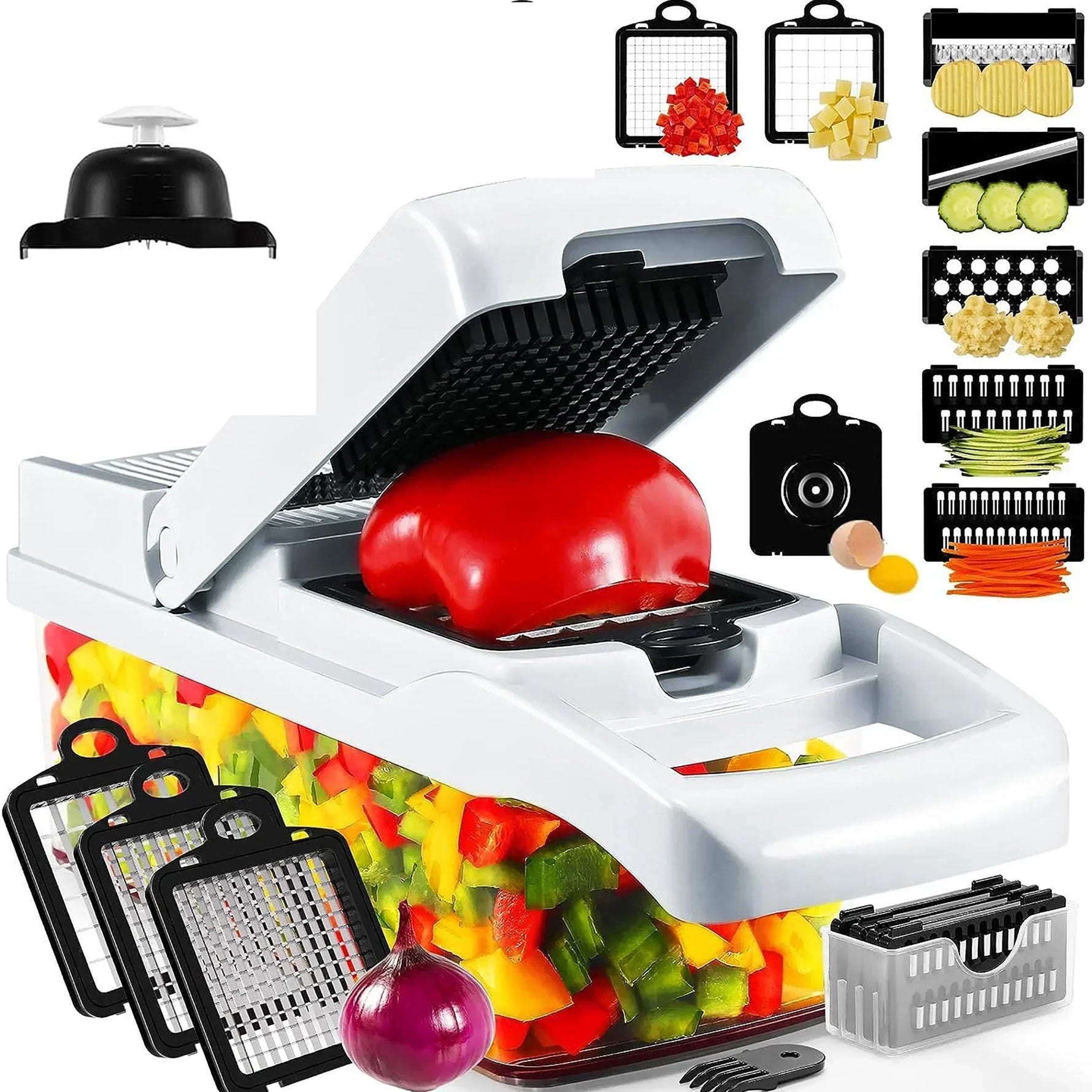 Küchenprofi | 12-in-1 Vegetable Chopper | 7 Stainless Steel Blades, Non-Slip & BPA-Free | For Versatile Vegetable Preparation