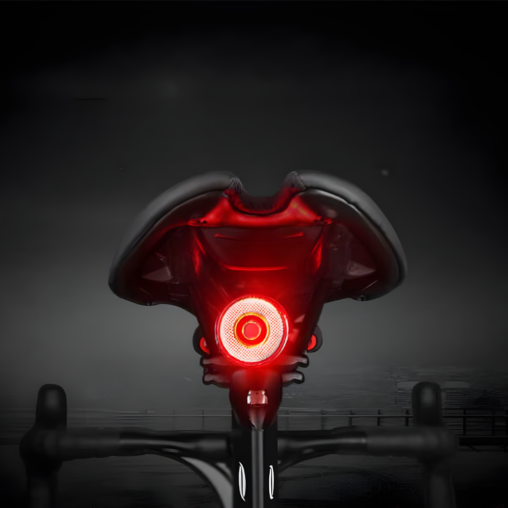 Schlanke Fahrrad-Rückleuchte mit automatischem Bremsensor und Lichtdetektion