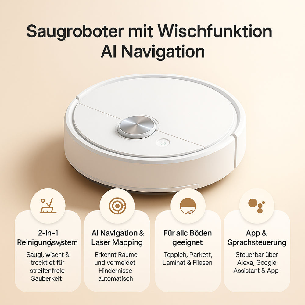 Multifunktionaler Saug- und Wischroboter mit smarter Navigation