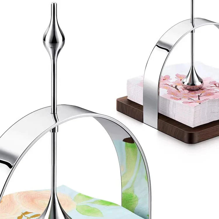 Eleganter Serviettenhalter aus Holz und Edelstahl für stilvolles Dining