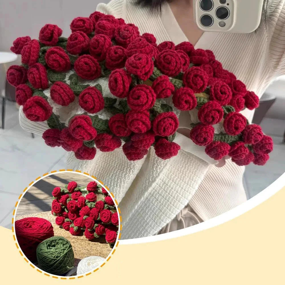 Florale Eleganz – Handgefertigte Tagesdecke mit 3D-Rosenmuster