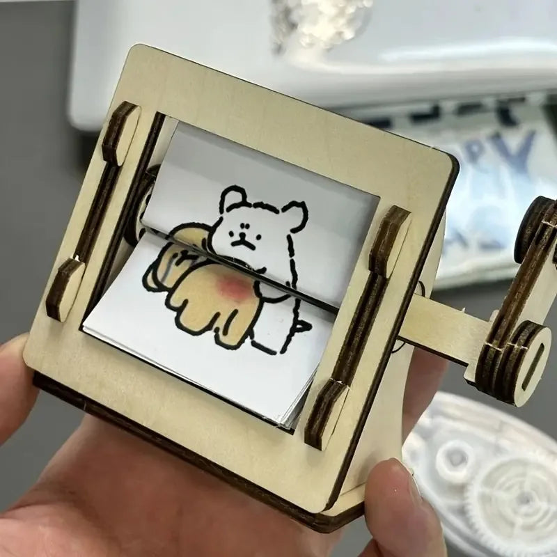 Holz Handkurbel Animationsmaschine Bastelset für Schreibtischdekoration