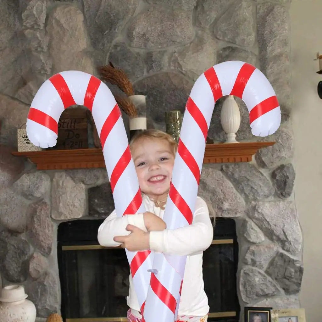Aufblasbare Weihnachtszuckerstangen – 4er Set PVC-Dekorationen, 87 cm