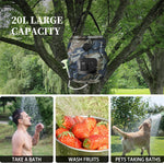 Sonnenbetriebene Gartendusche mit 20 Liter Tank