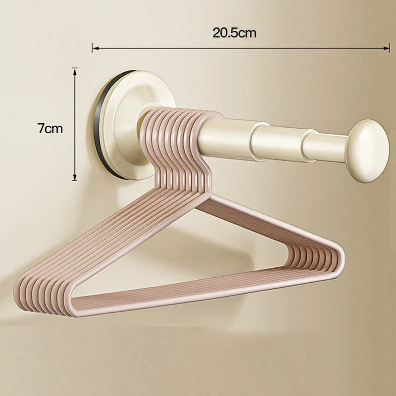 FlexoHalter | Telescopic Clothes Hanger with Suction Cup | No Drilling Required | Ideal for Bathroom, Hallway & Balcony