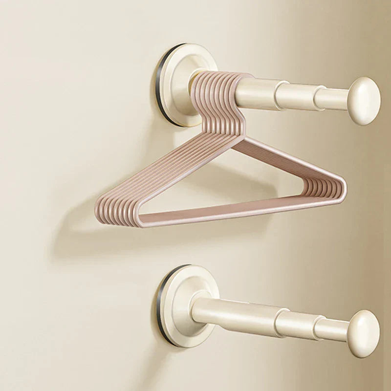 FlexoHalter | Telescopic Clothes Hanger with Suction Cup | No Drilling Required | Ideal for Bathroom, Hallway & Balcony
