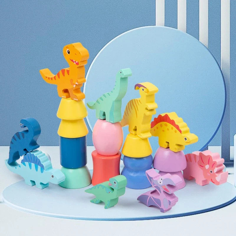 Dinosaurier Stapelspiel im Montessori-Stil