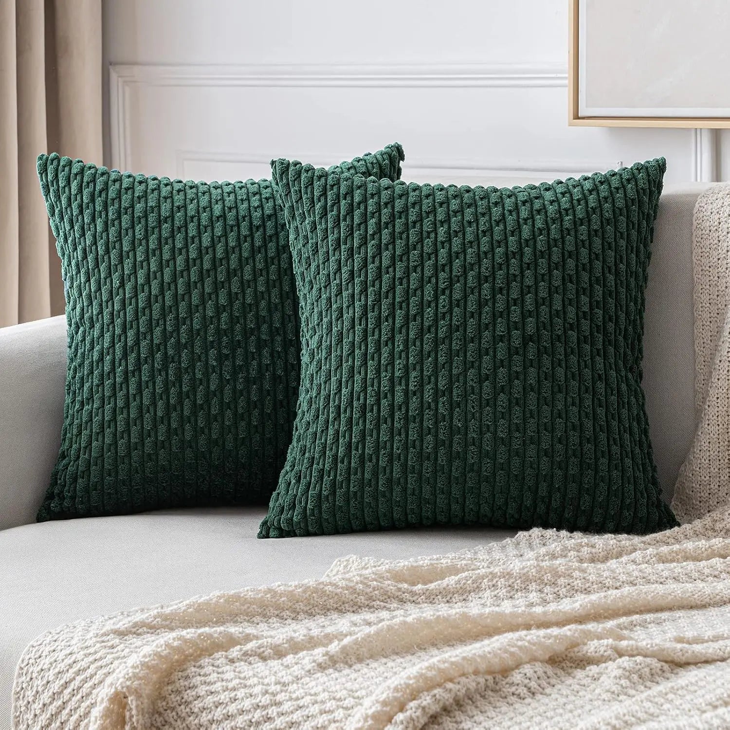 Boho Ripp-Cord-Kissenbezug – Stilvolle gestreifte Dekokissenhülle für Sofa oder Bett