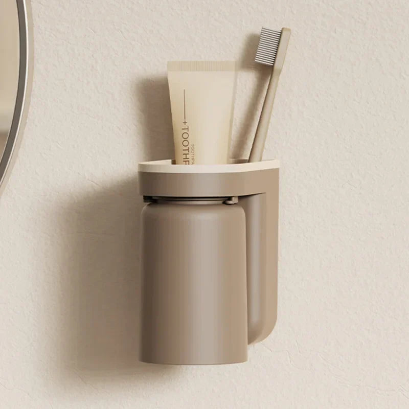 Wandmontage für Zahnbürste und Becher – 2-in-1, bohrfreier Stauraum