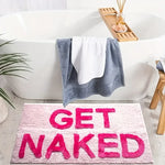 Gestreifte Designteppich – Rosa "Get Naked" Badezimmer- und Wohnteppich