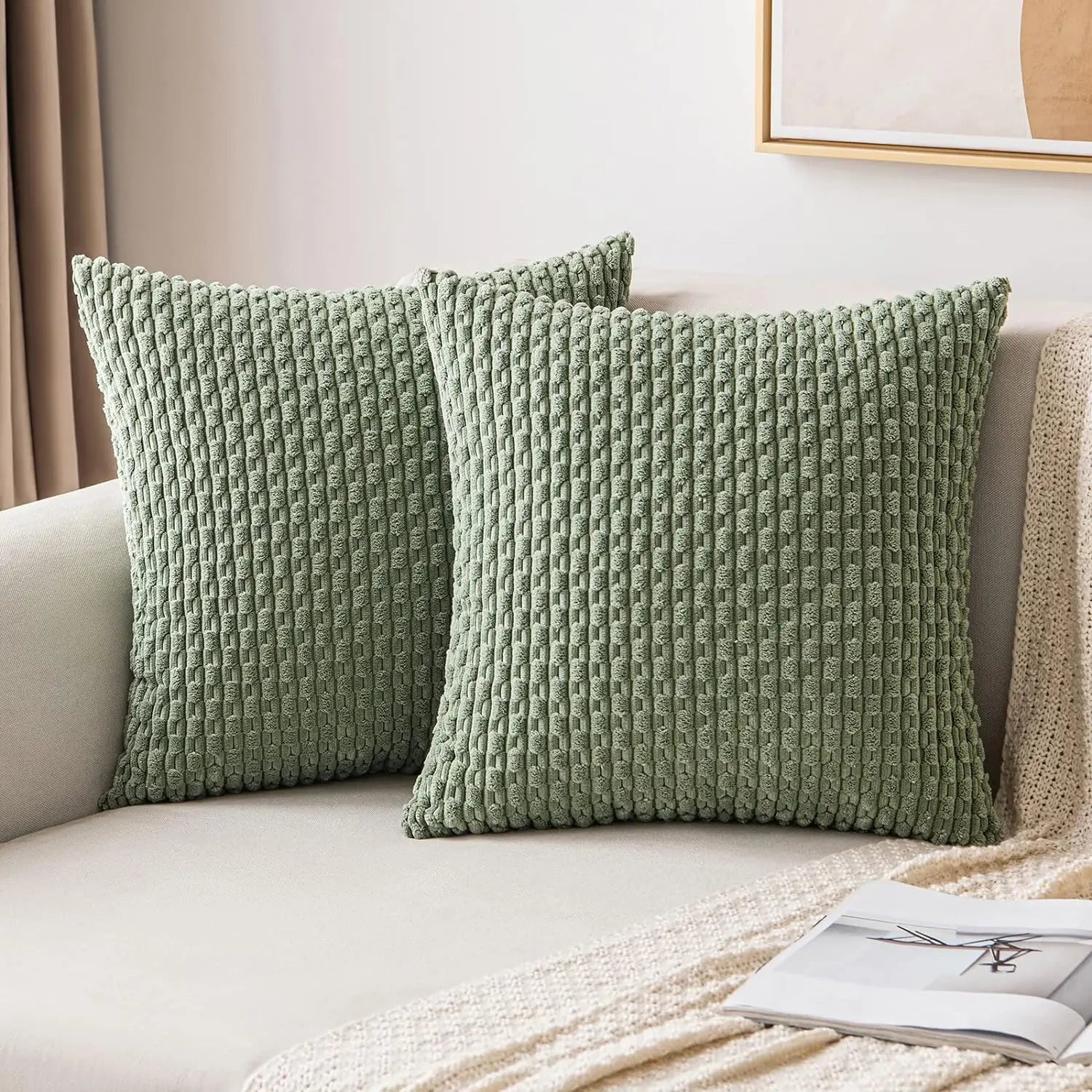 Boho Ripp-Cord-Kissenbezug – Stilvolle gestreifte Dekokissenhülle für Sofa oder Bett