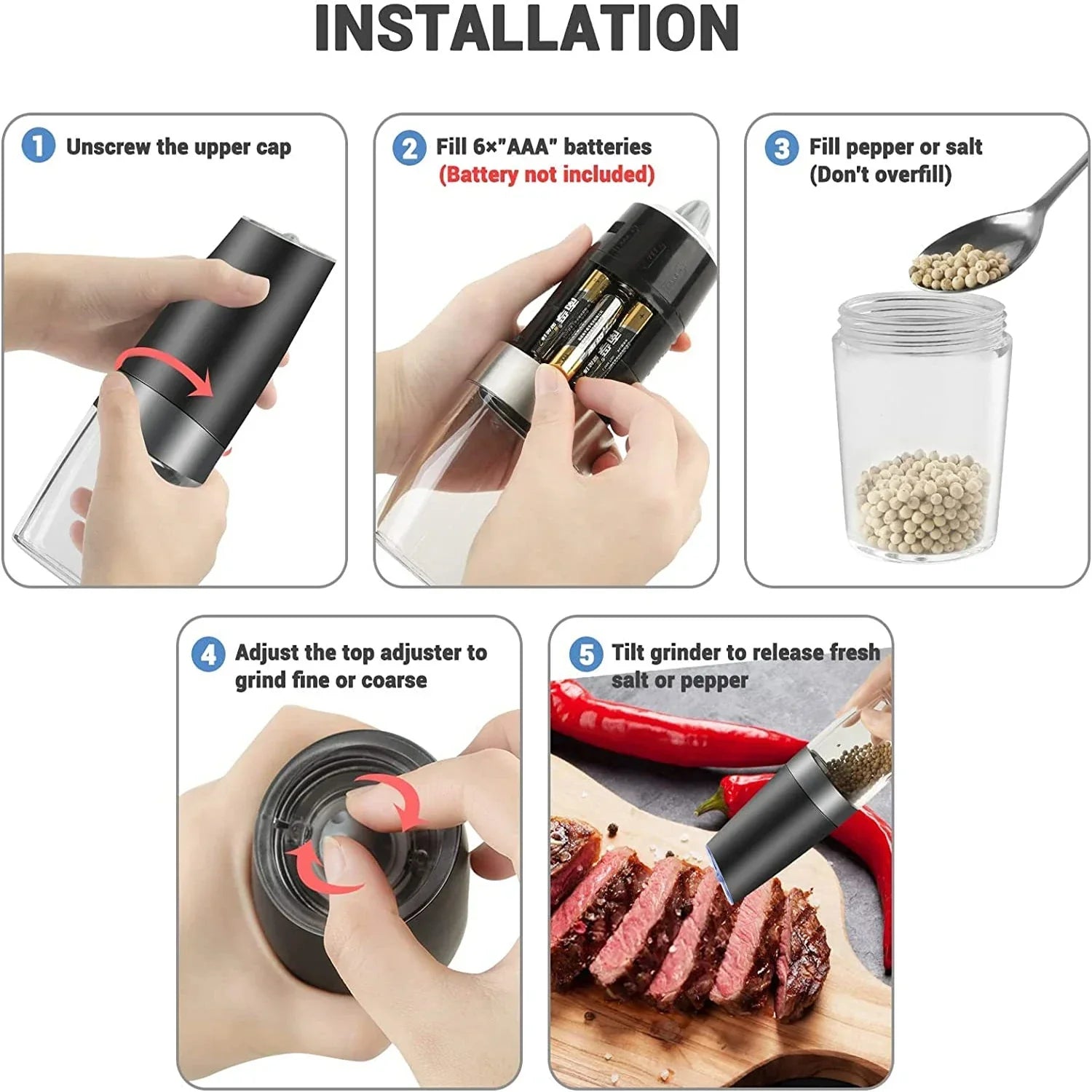 Smart SpiceMaster | Automatischer Salz- und Pfeffermühle mit Gravitation