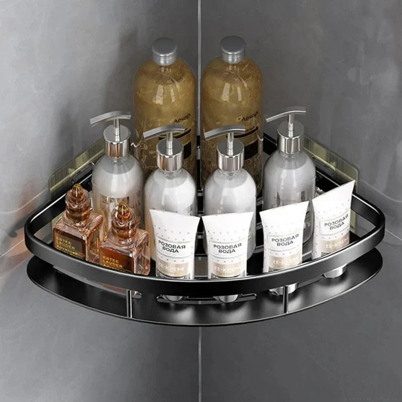 Eckregal aus Aluminium für die Wand – platzsparender Badorganizer ohne Bohren