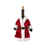 Weihnachtsflaschenhülle mit Fellkragen – festliche Weindekoration, Gnome