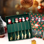 Weihnachtsbesteck Set mit Goldlöffel und Gabel im Santa Claus Design