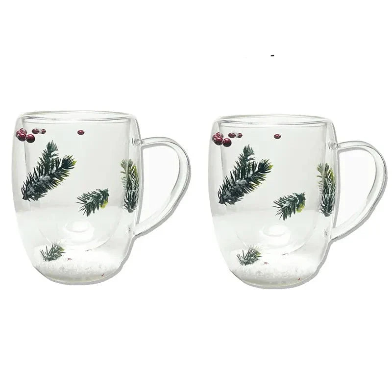 2er Set Doppelt Wandbecher mit Trockenblumen
