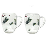 2er Set Doppelt Wandige Glasbecher mit Trockenen Blumen