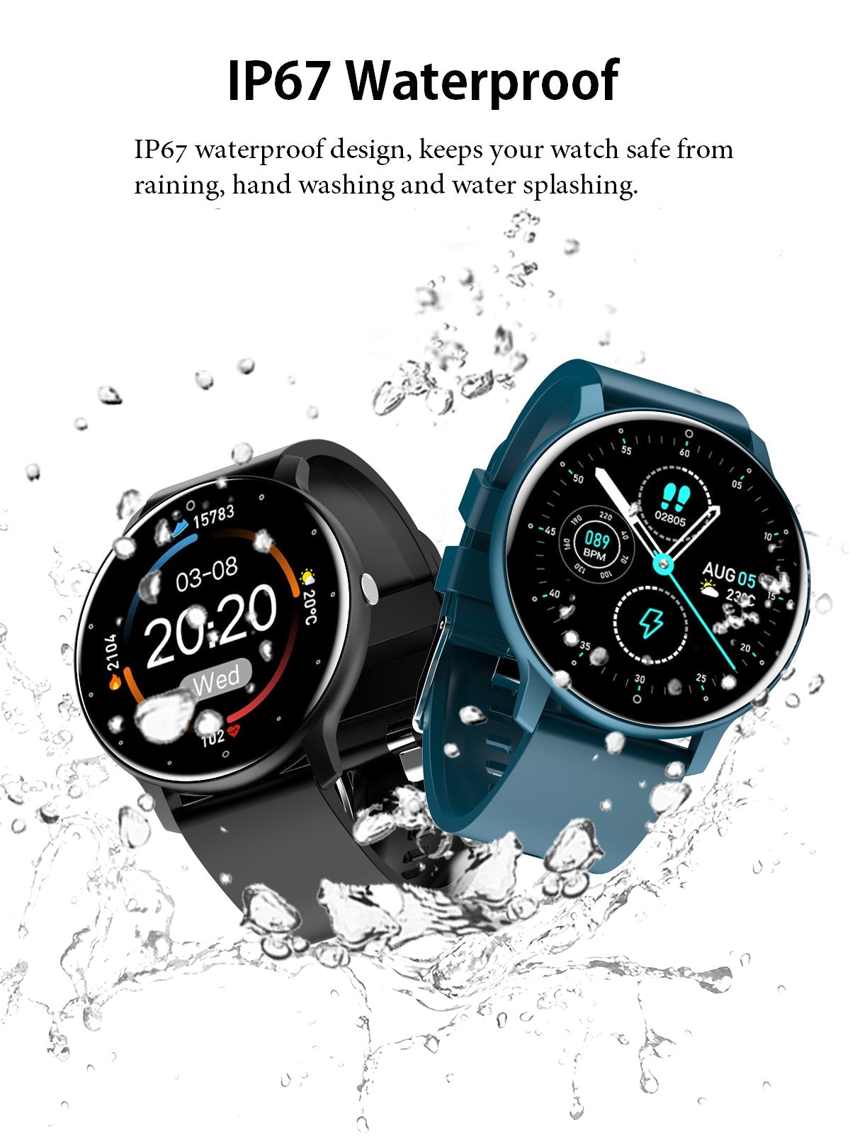 Slim Smartwatch mit Pulsüberwachung – Wasserdicht und Touchscreen